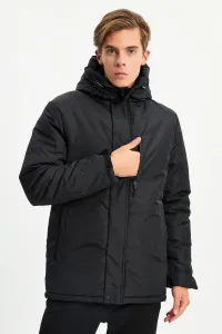 River Club Pánsky čierny fleece Vodotesný a vetruodolný športový zimný kabát & kabát & parka #8030037