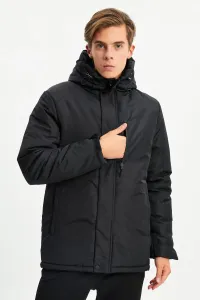River Club Pánsky čierny fleece Vodotesný a vetruodolný športový zimný kabát & kabát & parka #8030039