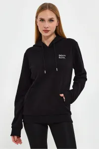 River Club Women's Black Dont Quit Printed 3 Thread Thick Hooded Sweatshirt