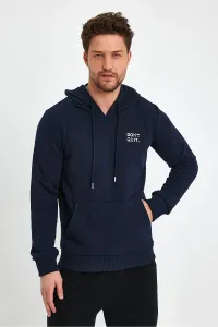 River Club Men's Navy Blue Dont Quit Printed 3 Thread Hooded Sweatshirt