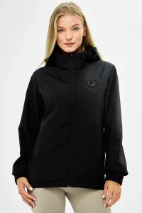 River Club Dámsky čierny podšitý vodeodolný pršiplášť s kapucňou a vreckami - vetrovková bunda #8792093