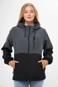 River Club Women's Anthracite-Black Two-tone, Inner Lined Water and Windproof Hooded Raincoat with Pocket