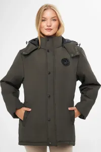 River Club Women's Khaki Lined Camel Hooded Water And Windproof Winter Coat & Parka #8961417