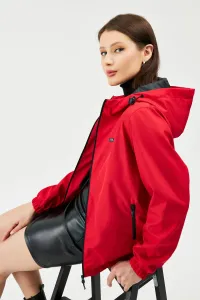 River Club Women's Red Inner Lined Waterproof Hooded Raincoat with Pocket - Windbreaker Jacket
