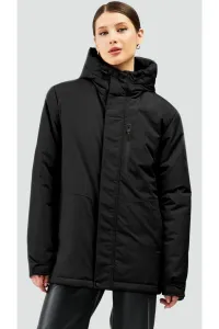 River Club Dámsky čierny fleecový vodný a vetruodolný zimný kabát s kapucňou Parka #8022728