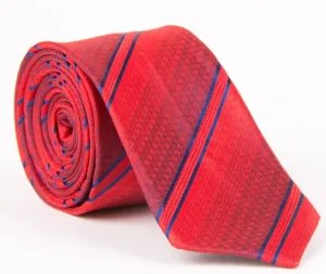 Červená kravata s modrým prúžkom