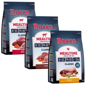 3 x 1 kg Rocco Mealtime - miešané skúšobné balenie - mix 1: hovädzie, kuracie, jahňacie