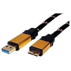 ROLINE Gold USB 3.0 SuperSpeed USB 3.0 A(M) -> micro USB 3.0 B(M),  0,8 m – čierno-zlatý