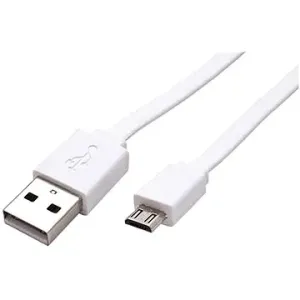 ROLINE USB 2.0 - USB A(M) -> micro USB B(M), 1 m, plochý, biely