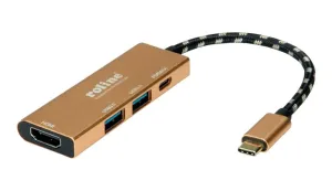 Roline 12.02.1119 Station Acceuil Gold Usb Type C, 3 Ports
