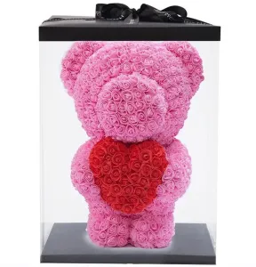 Medvedík z ruží -  Ružový so srdcom 40 cm #4163695