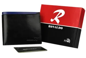 Skladacia, horizontálna pánska peňaženka z lesklej prírodnej kože - Ronaldo #9272718