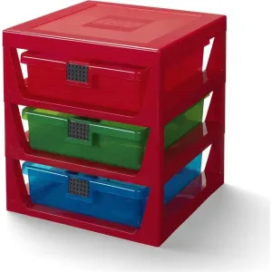 LEGO STORAGE - organizér s tromi zásuvkami - červený