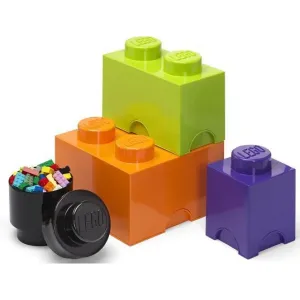 LEGO STORAGE - úložné boxy Multi-Pack 4 ks - fialová, čierna, oranžová, zelená