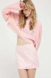 Bavlnené tričko s dlhým rukávom Rotate ružová farba