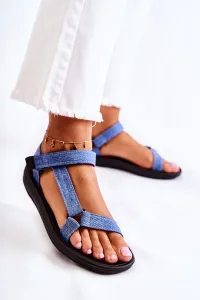 Modré pohodlné sandále na suchý zips - 37