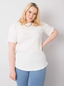 Ecru biele blúzkové PLUS SIZE tričko s krátkym rukávom - 3XL