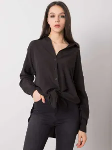 Čierna košeľa pre ženy s predĺženým chrbtom - M