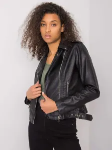 Čierna krátka kožená bunda Suellen - XL