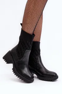 Čierne dámske členkové topánky s ponožkovým zvrškom - 36