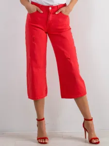 Červené capri rozšírené trojštvrťové džínsy - 34