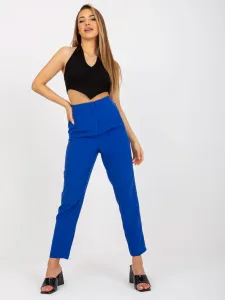 Modré elegantné látkové nohavice pre ženy so zipsom - 38
