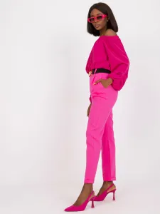Ružové dámske elegantné nohavice s opaskom Sevilla - XL