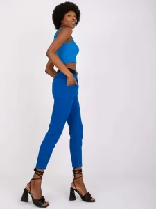 Modré dámske elegantné nohavice s opaskom Sevilla - XL