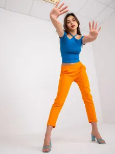 Oranžové nohavice pre ženy s elastickým pásom - M