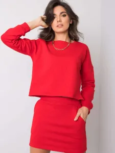 Červený komplet so sukňou a mikinou RUE PARIS - M