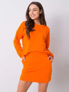 Oranžový komplet so sukňou a mikinou RUE PARIS - S