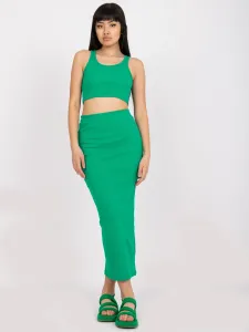Letný zelený sukňový komplet z rebrovanej bavlny RUE PARIS - S