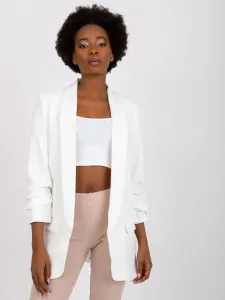 Biele dámske sako s podšívkou a trojštvrťovým rukávom - XL