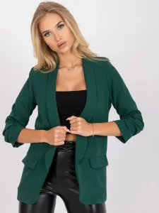 Tmavo-zelené dámske sako s podšívkou a trojštvrťovým rukávom - M