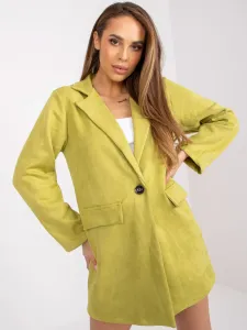 Limetkovo-zelené dámske kabátové sako z ekologického semišu Irmina - M