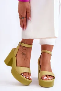 Limetkové módne klasické sandále na vysokom podpätku - 39