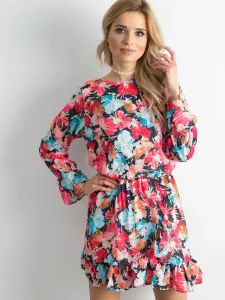 Viacfarebné šaty s kvetinovým vzorom a volánmi - S #2018027