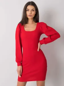 Červené krátke šaty s dlhým voľným rukávom - L