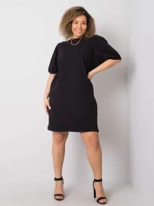 Čierne voľnočasové bavlnené plus size šaty - XXL
