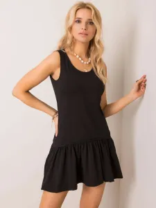 Letné čierne bavlnené krátke šaty na ramienka - L