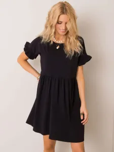 Čierne šaty pre ženy s krátkym rukávom - S