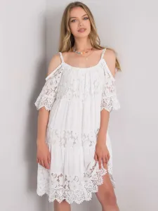 Dámske biele šaty s odhalenými ramenami - L