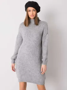 Dámske rolákové pletené šaty sivej farby - UNI
