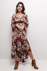 Elegantné asymetrické šaty s kvetinovým vzorom - S