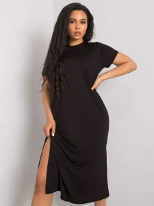 Dámske čierne plus size šaty s rozparkom - XXL