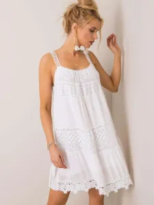 Dámske biele čipkované letné šaty na ramienka - S
