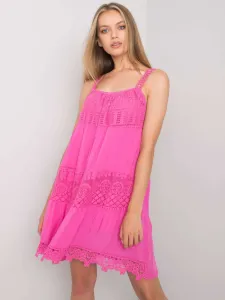 Letné ružové šaty na ramienka - M