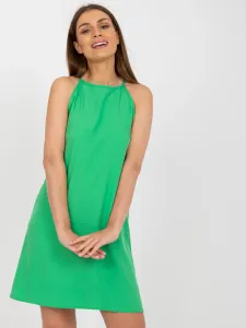 Dámske krátke zelené šaty na ramienka - L