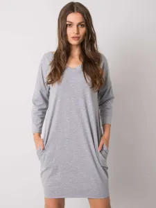 Sivé bavlnené mikinové šaty s vreckami - L/XL