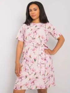 Béžovo-ružové PLUS SIZE šaty s kvetinovým vzorom  - 44